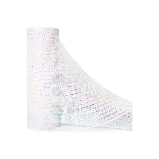 10" Iridescent Foil Mesh Ribbon: White (10 Yards) {1}