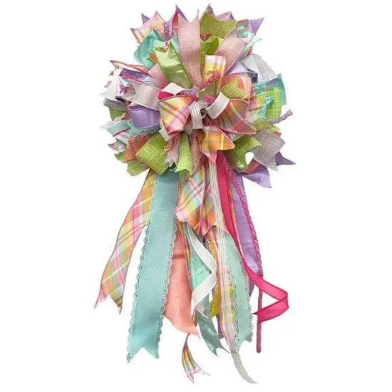 1.5" Diagonal Plaid Fused Ribbon: Light Pink/Yellow (10 Yards) {3}