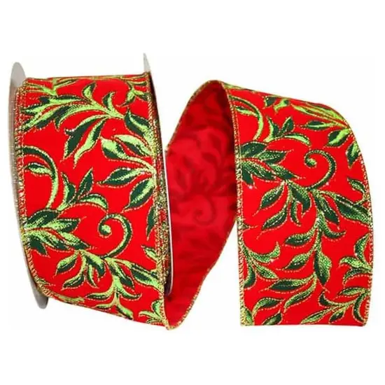 2.5" Exquisite Scroll Holiday Ribbon: Red (10 Yards) {1}