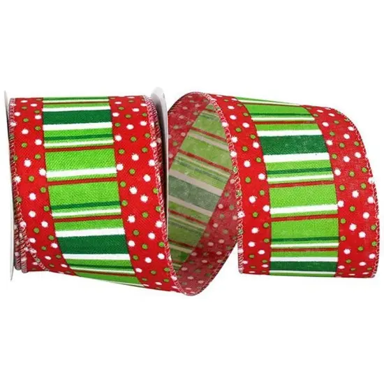2.5" Festive Dots Ribbon: Red/Green (10 Yards) {1}
