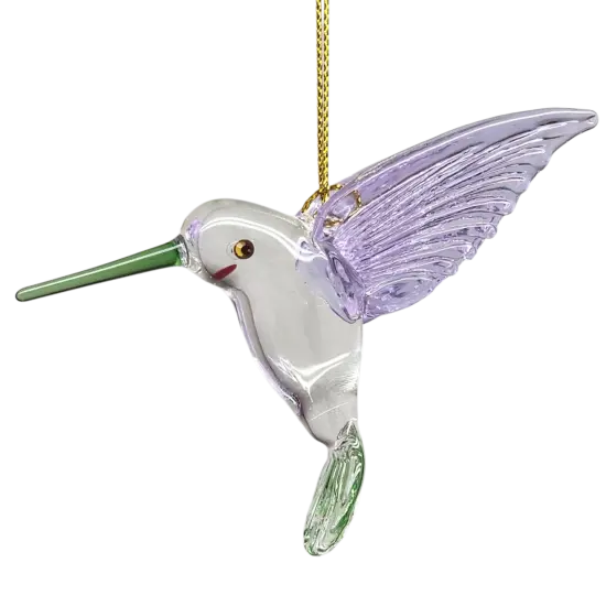 Egyptian Glass Hummingbird Ornament - Purple Wings / Green Tail / Green Beak {1}