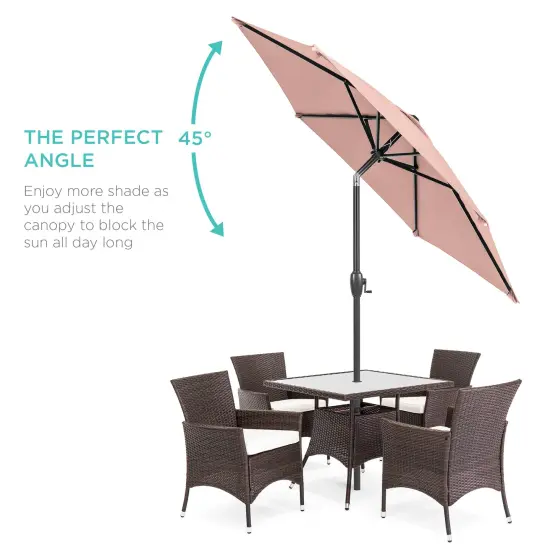 Best Choice Products 7.5ft Heavy-Duty Outdoor Market Patio Umbrella w/ Push Button Tilt, Easy Crank Rose Quartz {2}