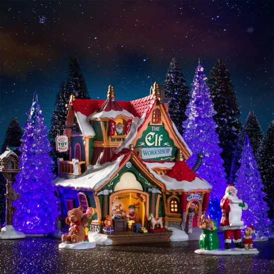 Lemax 7 Inch Crystal Color changing Trees - Set of 2 {1}