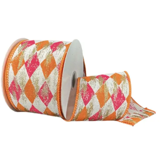2.5" Faded Harlequin Ribbon: Orange/Pink (10 Yards) {1}