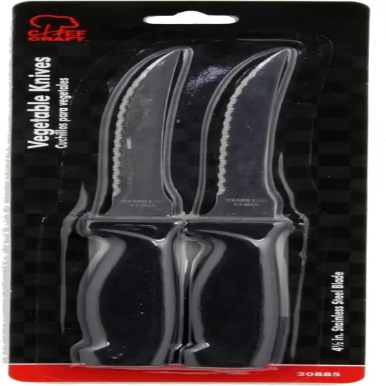 Chef Craft 2pc Stainless Steel Blade Vegetable Knife Set - Great for Precise Cutting of Tomatoes, Cucumbers and more {3}