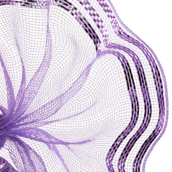 10.25" Border Stripe Metallic Mesh Ribbon: Lavender {2}