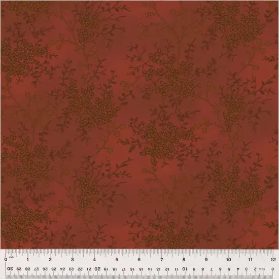 Red Floral Vine Ruby Wideback Cotton Fabric Per Yard {1}