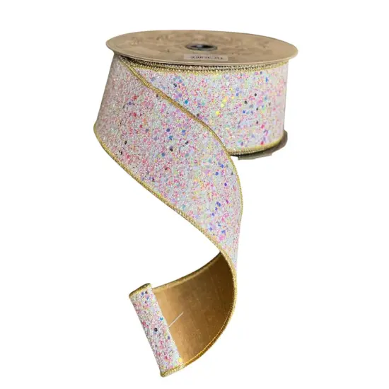 2.5" Sugar Plum Glitter Ribbon: Icy Iridescent (10 Yards) {1}
