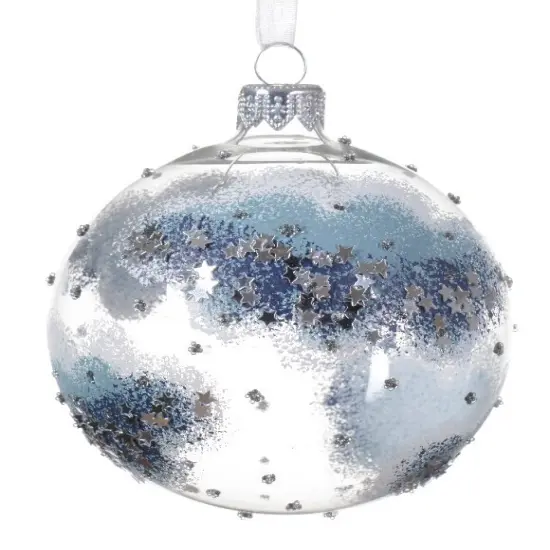 Cobalt Star Glass Ornament Set - 80mm - Blue and White {2}
