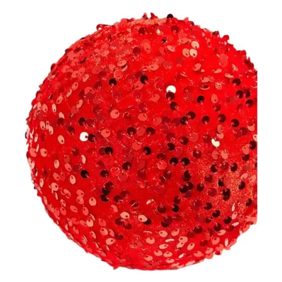6" Sequin Ball Ornament: Red {2}