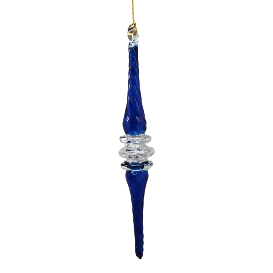 Outer Swirl Icicle Glass Ornaments - Cobalt - Clear Center {1}