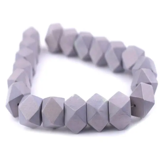 The Bead Chest Light Grey Cornerless Cube Wood Beads: 20mm Diamond Cut Natural Organic Beads for Jewelry Making {3}