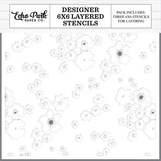 Echo Park Designer Layered Stencil 6"X6"-Jungle Floral {1}