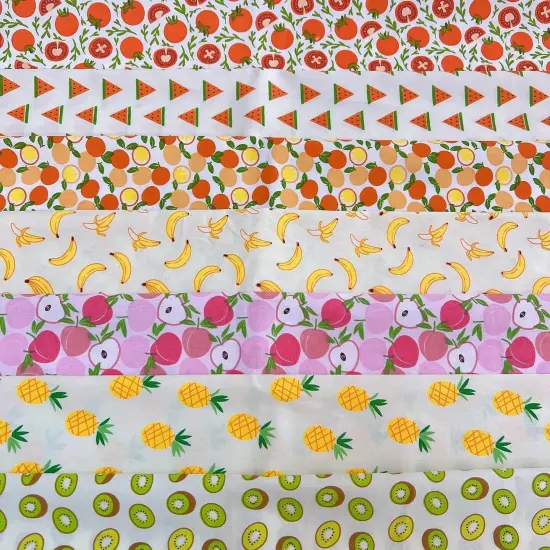 7Pcs Fruit Cotton Fabrics - 9.8" x 9.8" {1}