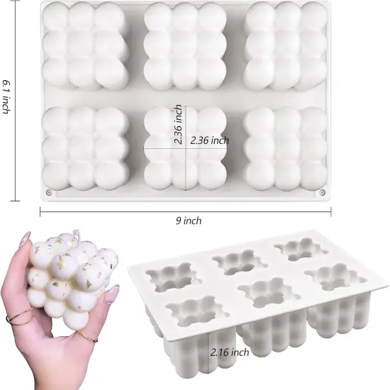 3D Bubble Candle Molds - 6 Cavity Bubble Cube Silicone Mold {3}