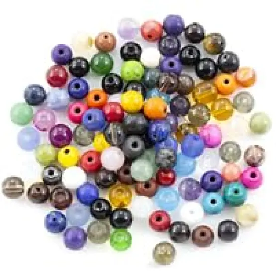 Mixed Gemstone Round Beads, 6mm (100 Pieces), Assorted Colors {1}