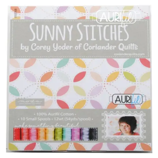 Aurifil Sunny Stitches Thread Set by Corey Yoder | (10 12wt Cotton Small Spools.) {2}