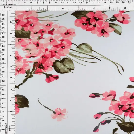 DTY Brushed Floral Print Fabric 1 Yard Ivory Soft Stretch Lightweight 58/60" Wide {1}