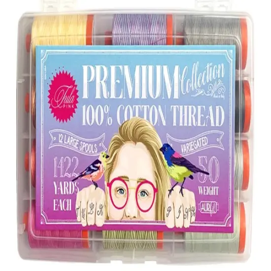 Aurifil Tula Pink Premium Collection Thread Set by Tula Pink | (12 50wt Cotton Large Spools.) {2}