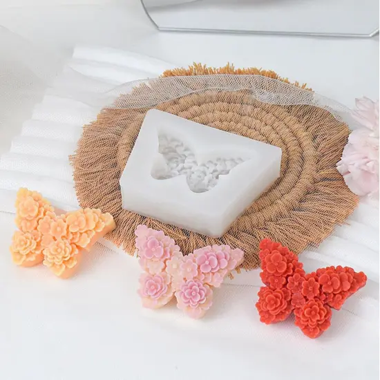 4 PCS 3D Flower Butterfly Candle Molds Mini Butterfly Silicone Molds {5}