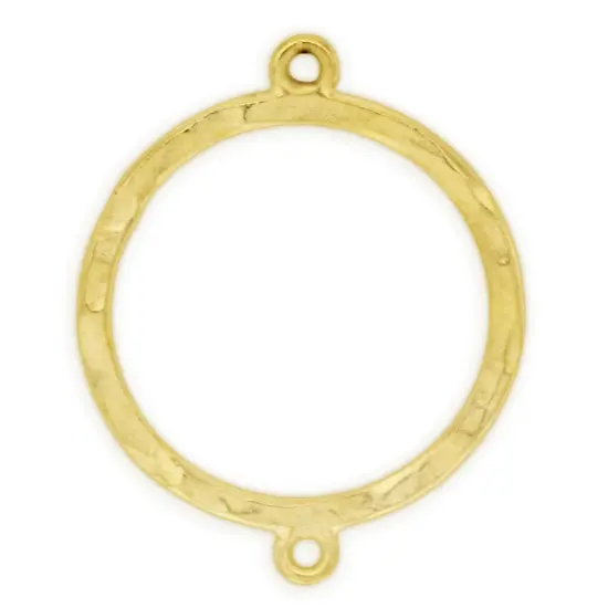 JewelrySupply Textured 28mm Open Round Connector w/2 Rings Satin Gold (Package of 2) {1}