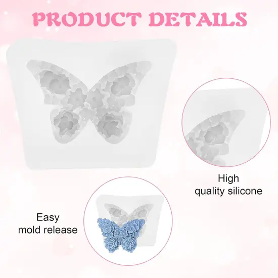 2Pcs Flower Butterfly Silicone Molds, Floral Butterfly Candle Molds {3}