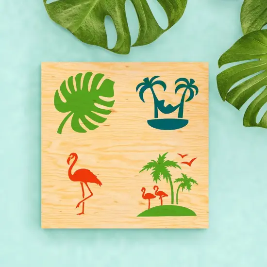 80 Pieces 3 x 3 Inch Summer Hawaii Themed Stencils {3}