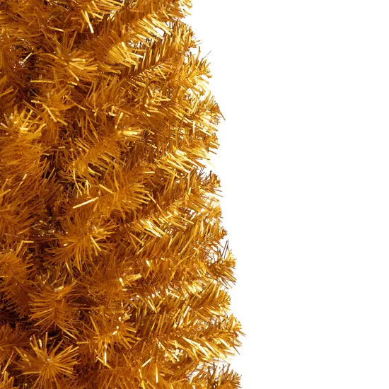 Northlight Pencil Gold Tinsel Artificial Christmas Tree - 6' - Unlit {4}