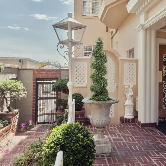 5ft Spiral Boxwood Topiary Tree in Black Pot, Floral Home by Artificial Flowers {2}