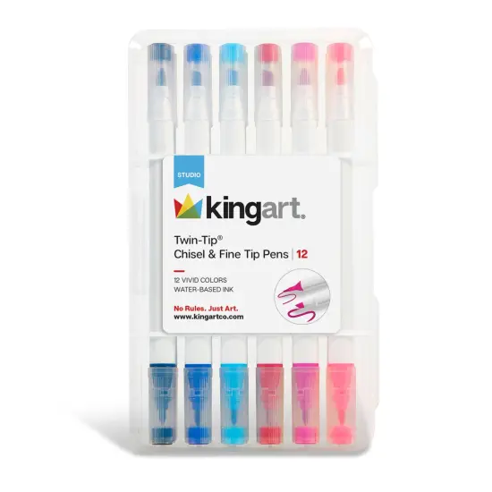 KINGART&reg; Twin-Tip Markers 12 Colors {6}