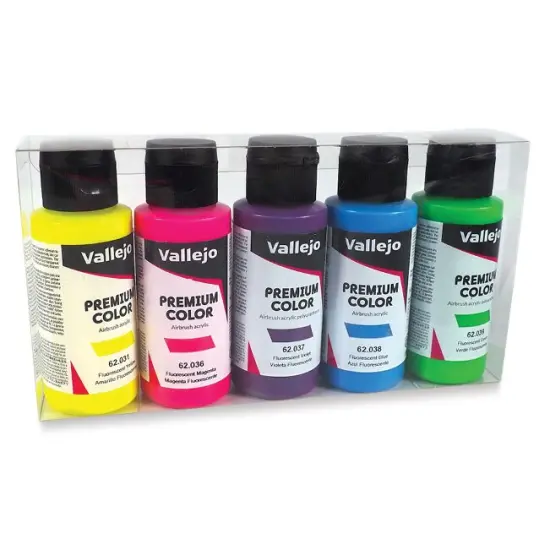 Vallejo Premium Airbrush Colors - 60 ml, Set of 5, Fluorescent Colors {1}