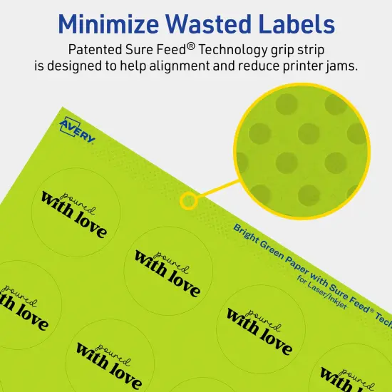 Avery Bright Green Paper Labels, 1-5/8" Diameter Round {4}