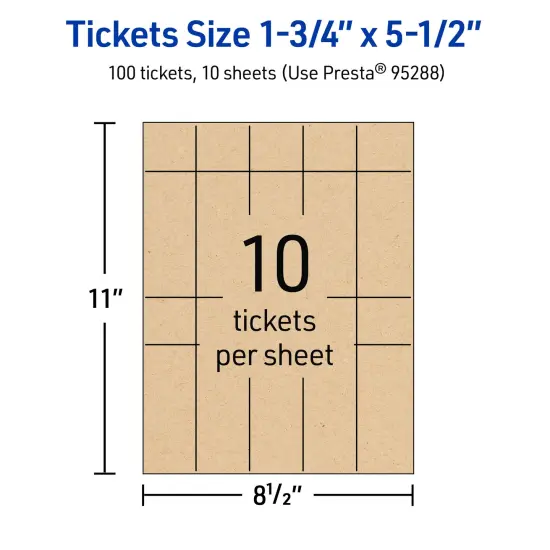 1-3/4" x 5-1/2" Rectangle, Kraft Brown Tickets {5}