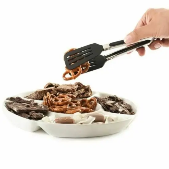 Norpro 8" Stainless Steel Mini Slotted Spatula Locking Serving Tongs {5}