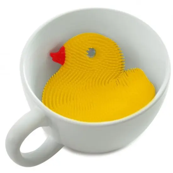 Norpro Silicone Dish Brush - Double Sided Multi Use Veggie Scrubber Pot Holder - Yellow (Duck) {2}