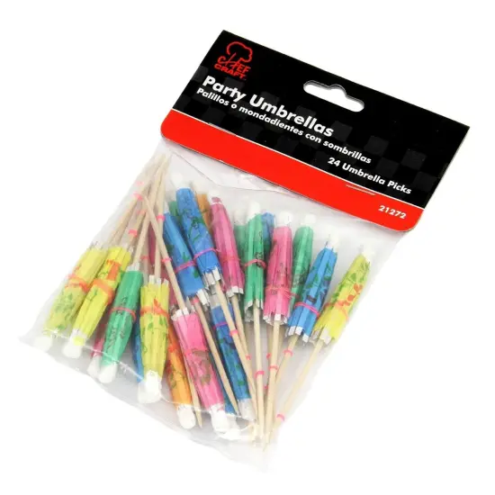 Chef Craft 24pc Party Umbrella Picks - Great for Cocktail Drinks & Appetizers {3}