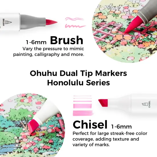 Ohuhu Honolulu 48 Colors + 48 Sweetness Pastel Colors Alcohol-Based Markers, Brush & Chisel, Dual Tips Art Markers Bundle {3}