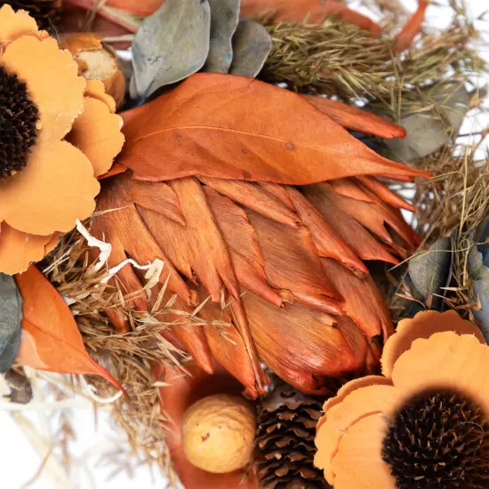 Northlight Sunflower and Wheat Artificial Fall Harvest Wreath - 12" - Unlit Orange {3}