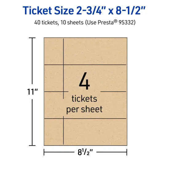 2-3/4" x 8-1/2" Rectangle, Kraft Brown Tickets {5}