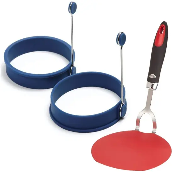 Norpro Grip-EZ Flexible Pancake Spatula with Silicone Round Pancake / Egg Rings Combo {1}