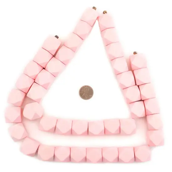 The Bead Chest Pink Cornerless Cube Wood Beads: 20mm Diamond Cut Natural Organic Beads for Jewelry Making {2}
