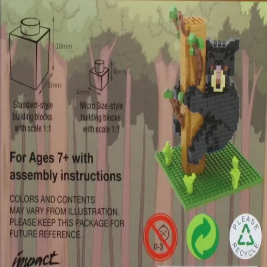 Black Bear on Tree Mini Building Blocks {4}