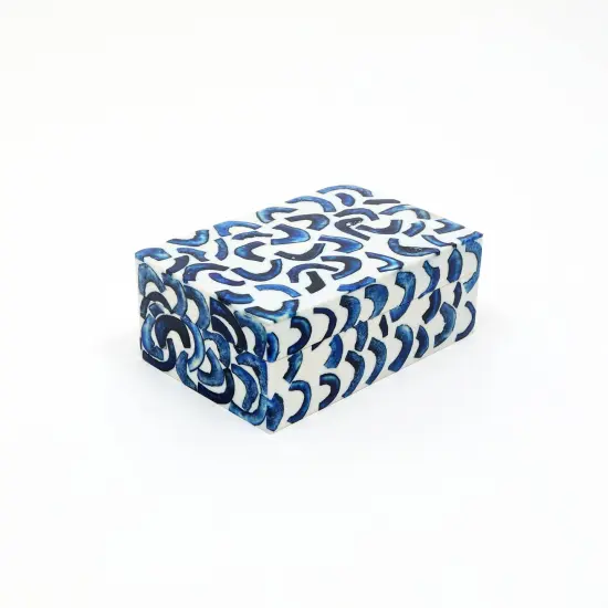 Decorative Multipurpose Storage Box/Jewelery Organizer - 6" X 4" Blue and White {2}