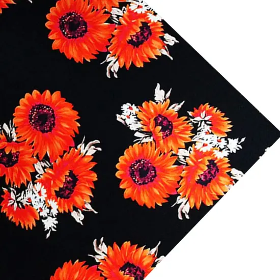 Sunflower Clusters Printed Spandex Fabric Blue/Yellow {6}