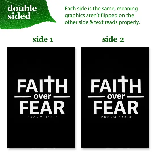 G128 Combo Pack Garden Flag Stand Black 36x16IN & Garden Flag Faith Over Fear Scripture Printed 12x18IN Double Sided Yard Garden Lawn Decoration {5}
