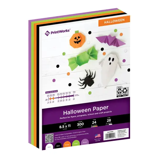 Printworks Halloween Paper, Includes Black, Purple, Green, Orange and White Paper, 8 &frac12;&rdquo; x 11&rdquo;, 300 Sheets (00582) {1}