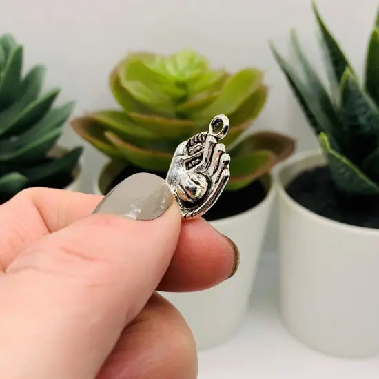 Silver Baseball Mitt Sports Glove Charms, 21x15mm {4}