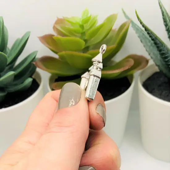 Silver Medieval Castle Charms, 28x14mm {4}