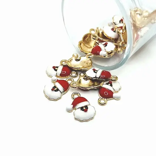 Small Santa Face Enamel Christmas Charms, 19x14mm {1}