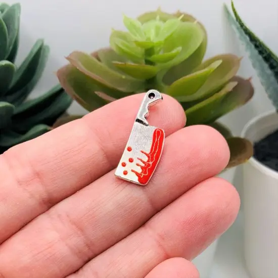 Bloody Cleaver Knife Charms, 9x23mm {3}